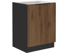 VELO 60 D 1F BB szafka kuchenna stojąca czarny mat / orzech okapi